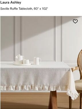 Laura Ashley Seville Ruffle Tablecloth in Natural Beige. 60X102
